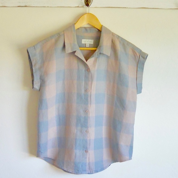Lucky Brand Linen Blend Button Down Blouse - Picture 1 of 7